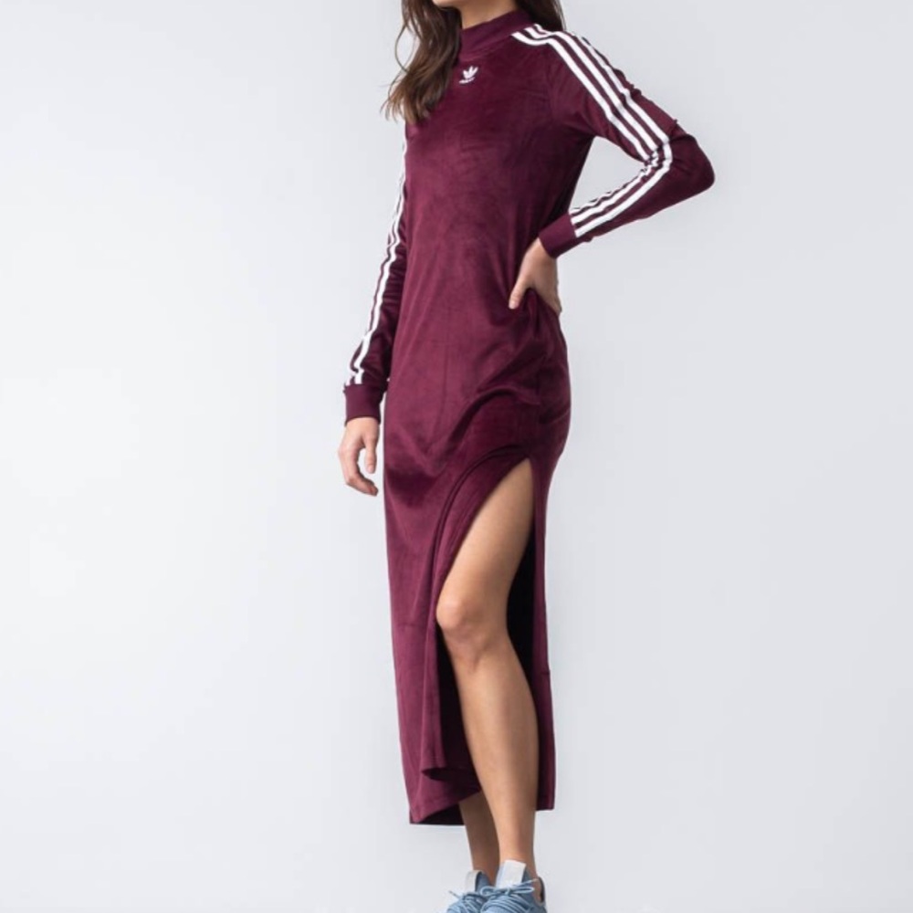 Adidas burgundy velvet dress